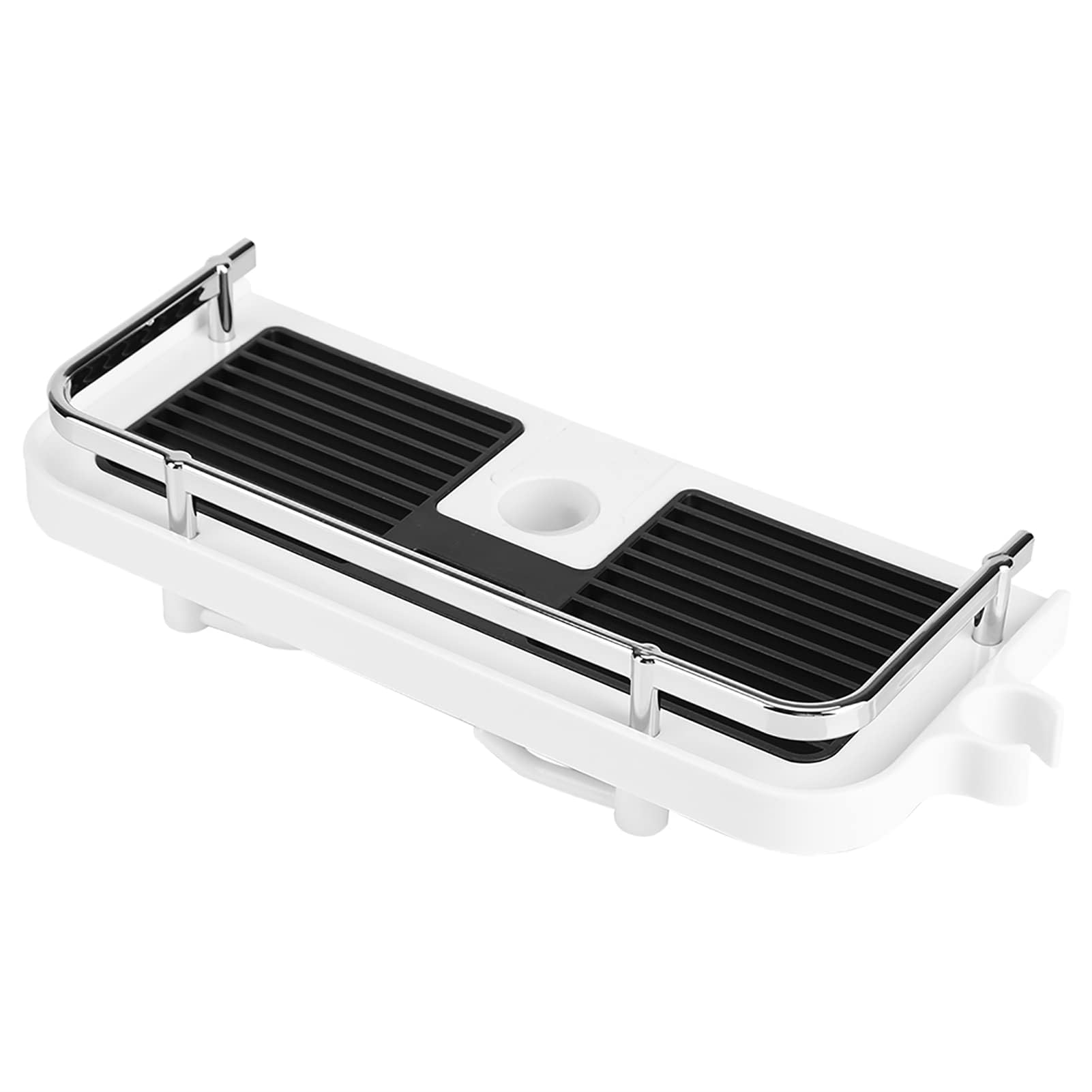 LiebeWH Modern Minimalist Shower Organiser, White Shower Shelf with Buckle Design, Rust Resistant ABS Material, 30 x 12cm, 288g