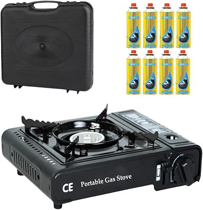 Deejaah Camping Stove with Carry Case 8 Butane Canisters EN417 2200W
