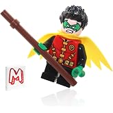 LEGO Super Heroes DC Batman Minifigure - Robin (Green Mask and Yellow Cape) with Staff and Minifigureland Tile 76122
