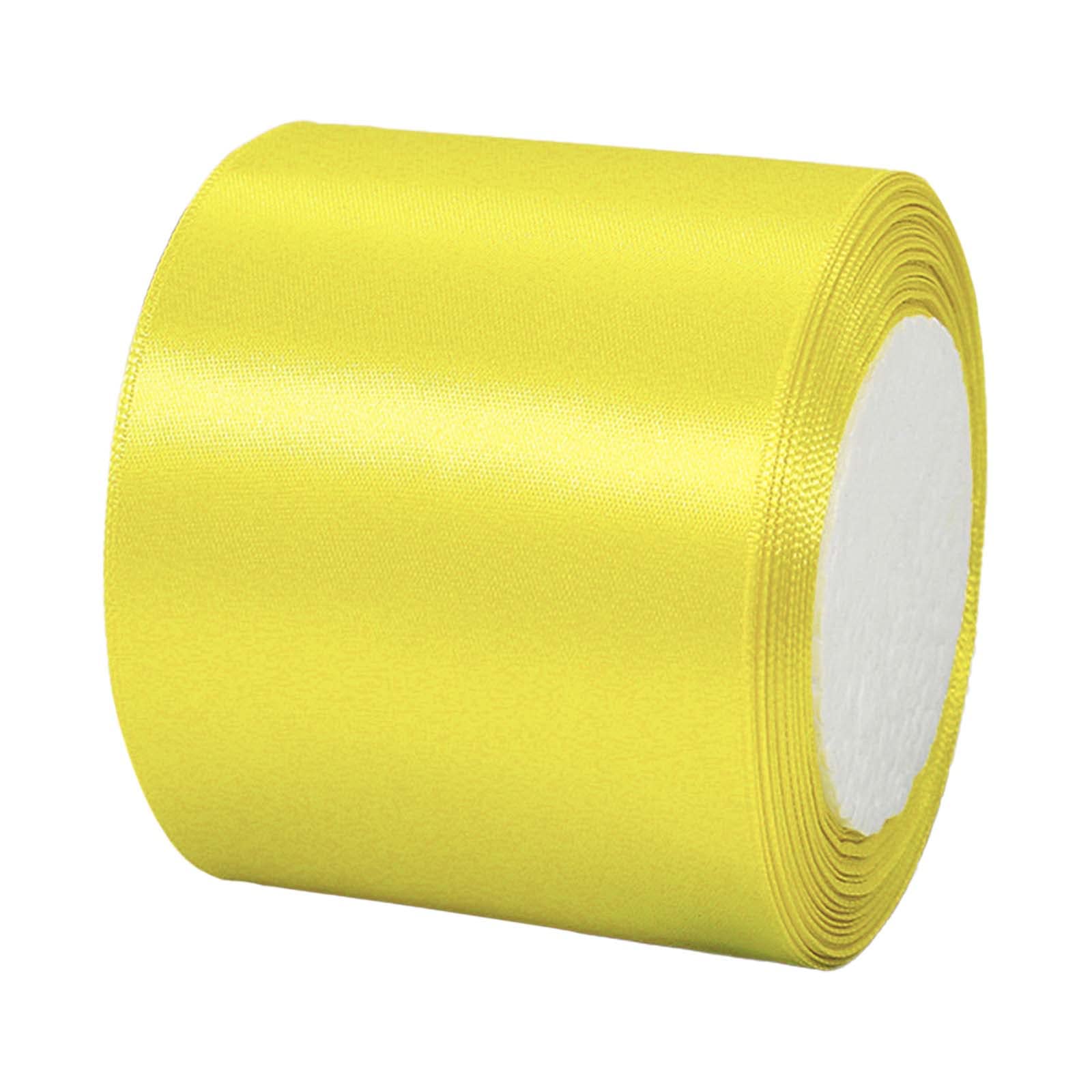 3 Inch 22m Yellow Ribbon for Crafting,75mm Ribbon Yellow Fabric Large Ribbon.Solid Satin Ribbon,Polyester Double Sided Ribbon.for Easter Gift Wapping,Hair Bows,Sewing,Crafts,Floral,Wedding Car