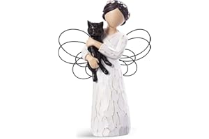 SIGUEJOR Cat Memorial Gifts, Cat Memorial Gifts for Loss of Cat, Pet Cat Remembrance Gifts, Cat Angel Figurine Statue for Cat Lovers in Memory of Their Beloved Cat(Black Cat)