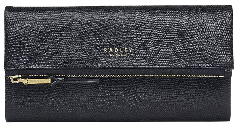 RADLEY Faux Lizard Coleman Street Large Flapover Purse, Black