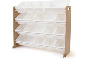 Humble Crew Supersized Toy Storage Organizer with 16 Removable Bins, Natural/White – Large Toy Storage for Toddlers Ideal for