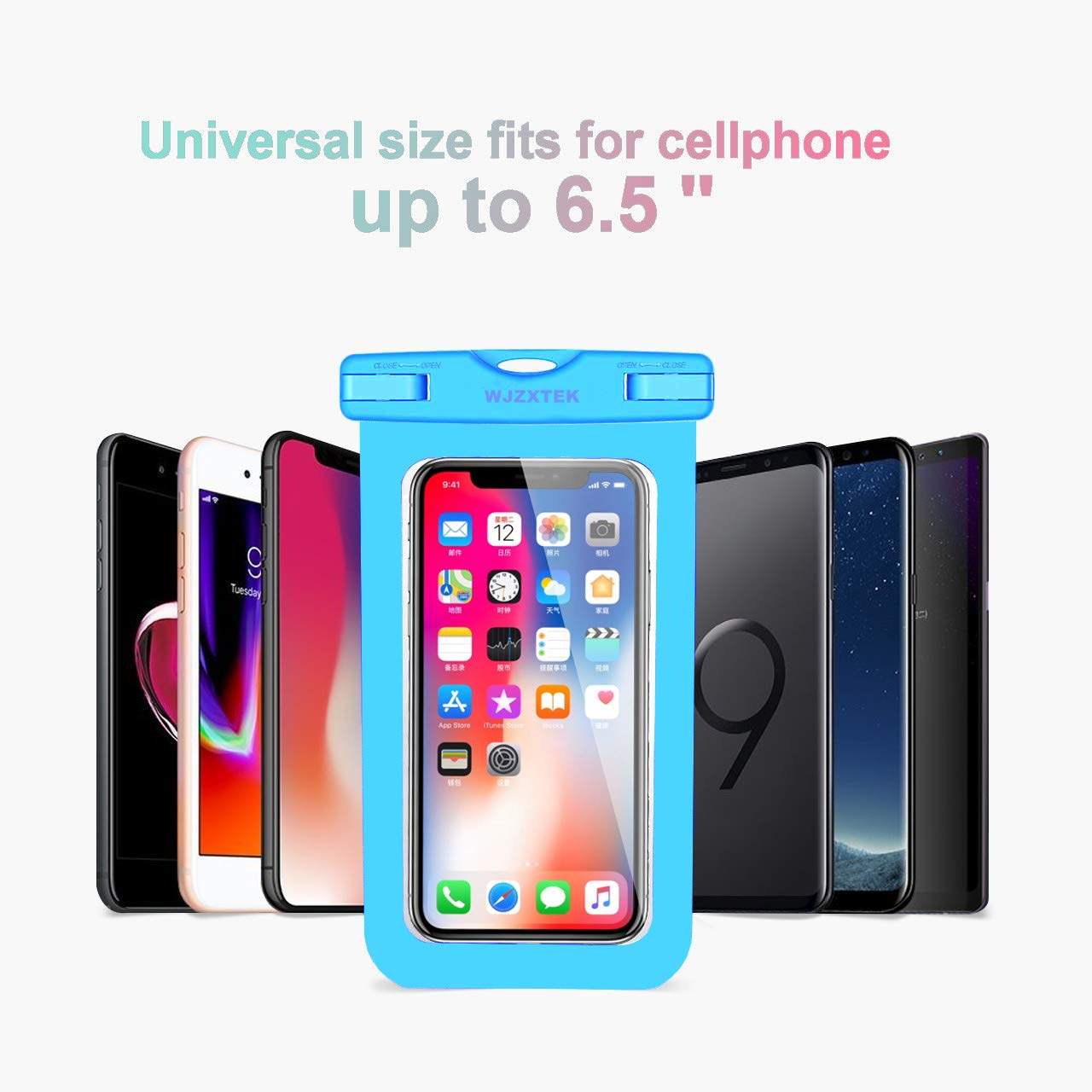 WJZXTEK Universal Waterproof Case,IPX8 Waterproof Phone Pouch Underwater Dry Bag,Compatible iPhone Xs Max/Xr/X/8/8plus/7/7plus Galaxy s9/s8 Note 9/8 Google Pixel up to 6.5\