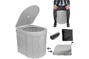 TEMOLA Portable Toilet for Adults, Retractable Portable 12.9'' Camping Toilet with Lid, for Camping, Car, Hiking, Road Trip, Boat, Beach, Traffic Jam, Home