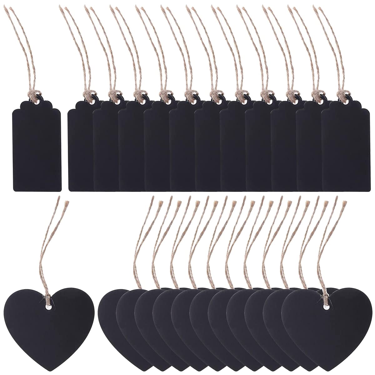 Mini Chalkboard,RoadLoo 24 Pieces Double Sided Chalkboard Tags Wood Rectangle Small Chalkboard with String for Message Signs Wedding Party Children Crafts Table Numbers and Special Event Decoration