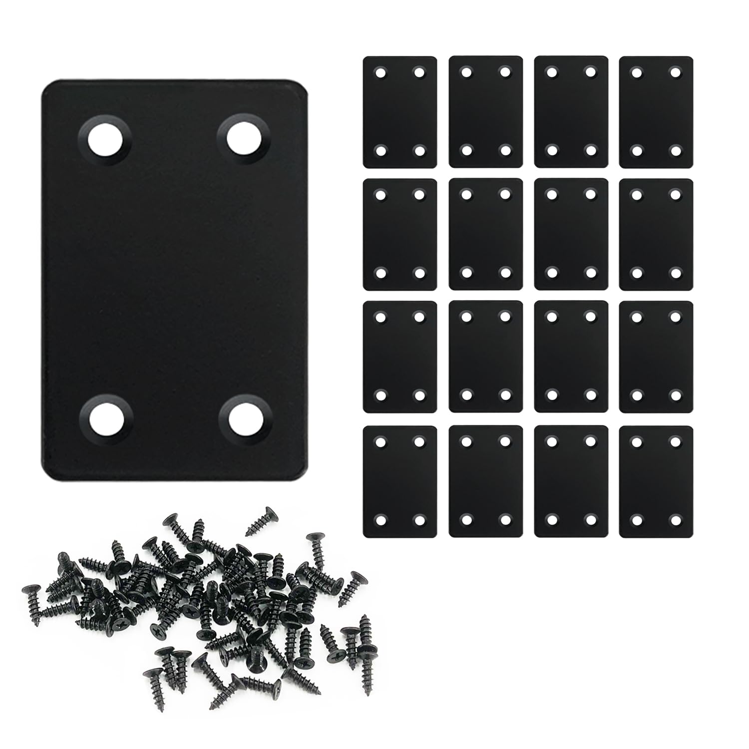 Photo 1 of QSJ 16 Pack Black Flat Mending Plate 2.36x1.49'', Stainless Steel Bracket, Straight Metal Brace Bracket, Fixing Joining Plate for Wood Furniture Fastening & Fixing