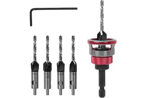 5 PCS Countersink Drill Bit Set for Woodworking, HSS M2 Tapered Bits, 82° Counter Bore, 1/4" Hex Shank, 7/64" x 5/16", 1/8" x