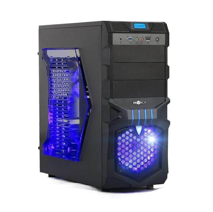 CASE PER PC ATX GAMING CON ILLUMINAZIONE VENTOLA FAN 12 CM BLU 32 LED