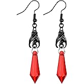 KFHENSOMR 2 Pair Gothic Dark Bat Dangle Earrings Unique Red Black Crystal Gems Bat Earrings Animal Earring Halloween Costumes Bats Earring Jewelry for Women Punk Rock Style