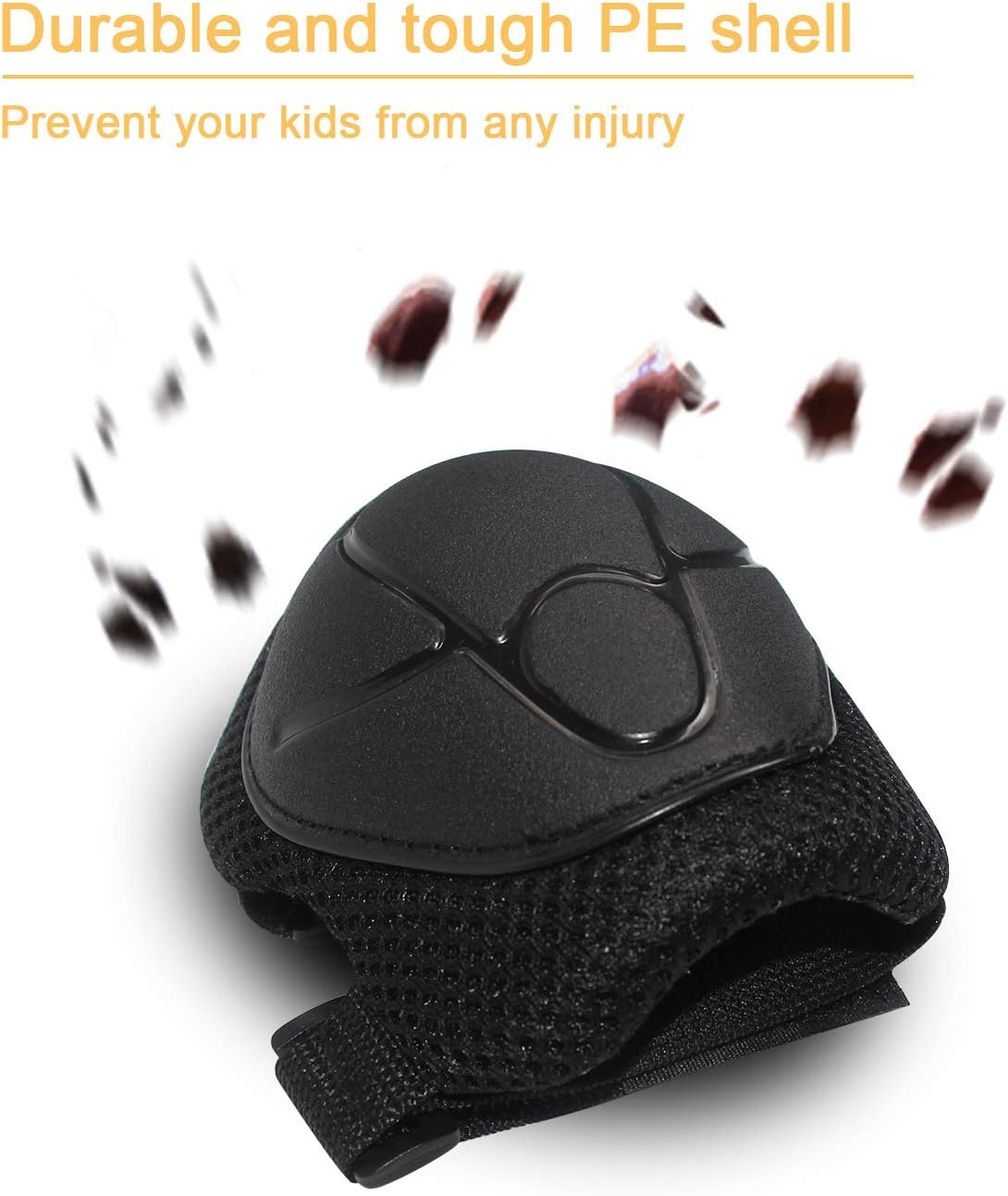 MiNiSports Kids Protective Gear 6 in 1 Set- Toddler Knee and Elbow Pads with Wrist Guards for Rollerblade Roller Skates Cycling BMX Bike Skateboard Inline Skatings Scooter Riding Sports - Black : Sports & Outdoors