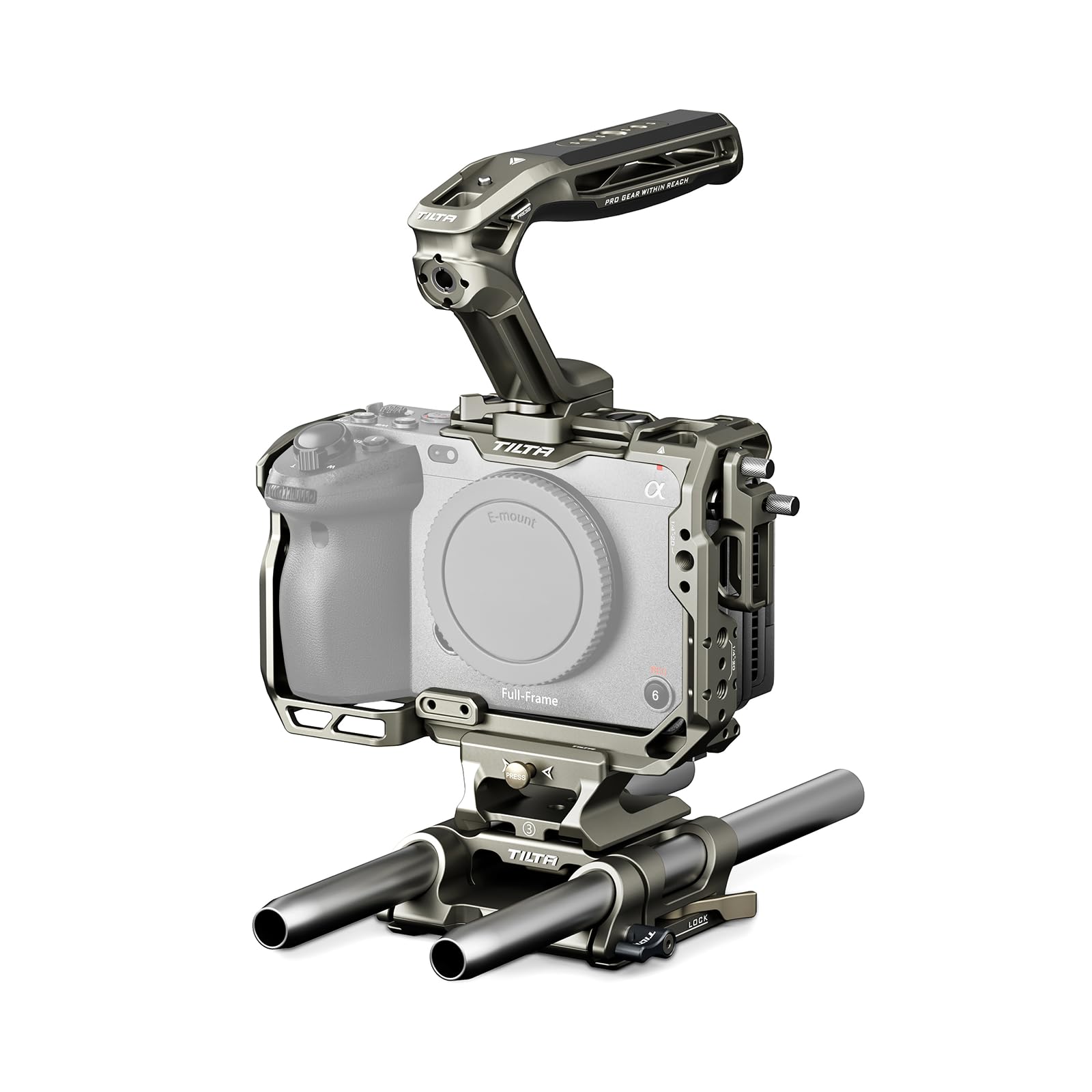 Tilta FX3 FX30 Cage, Full Camera Cage Compatible with Sony FX3/FX30 Basic Kit with HDMI Cable Clamp, NATO Top Handle and 15mm LWS Baseplate - Titanium Gray TA-T16-A-TG