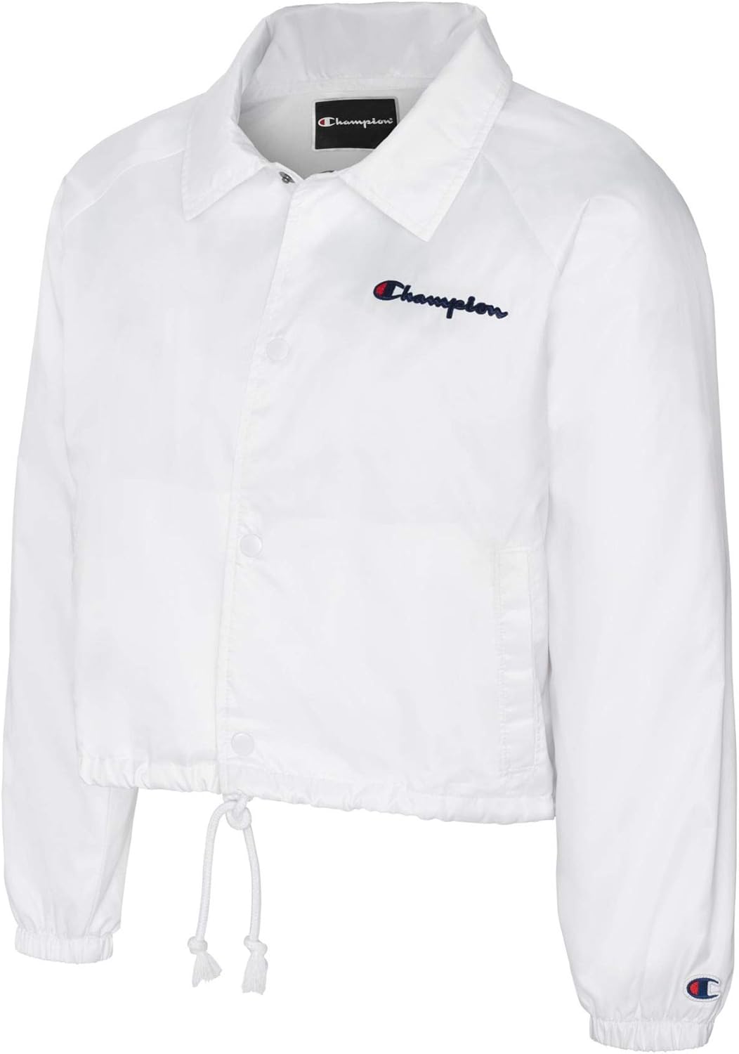 champion crop white coaches jacket