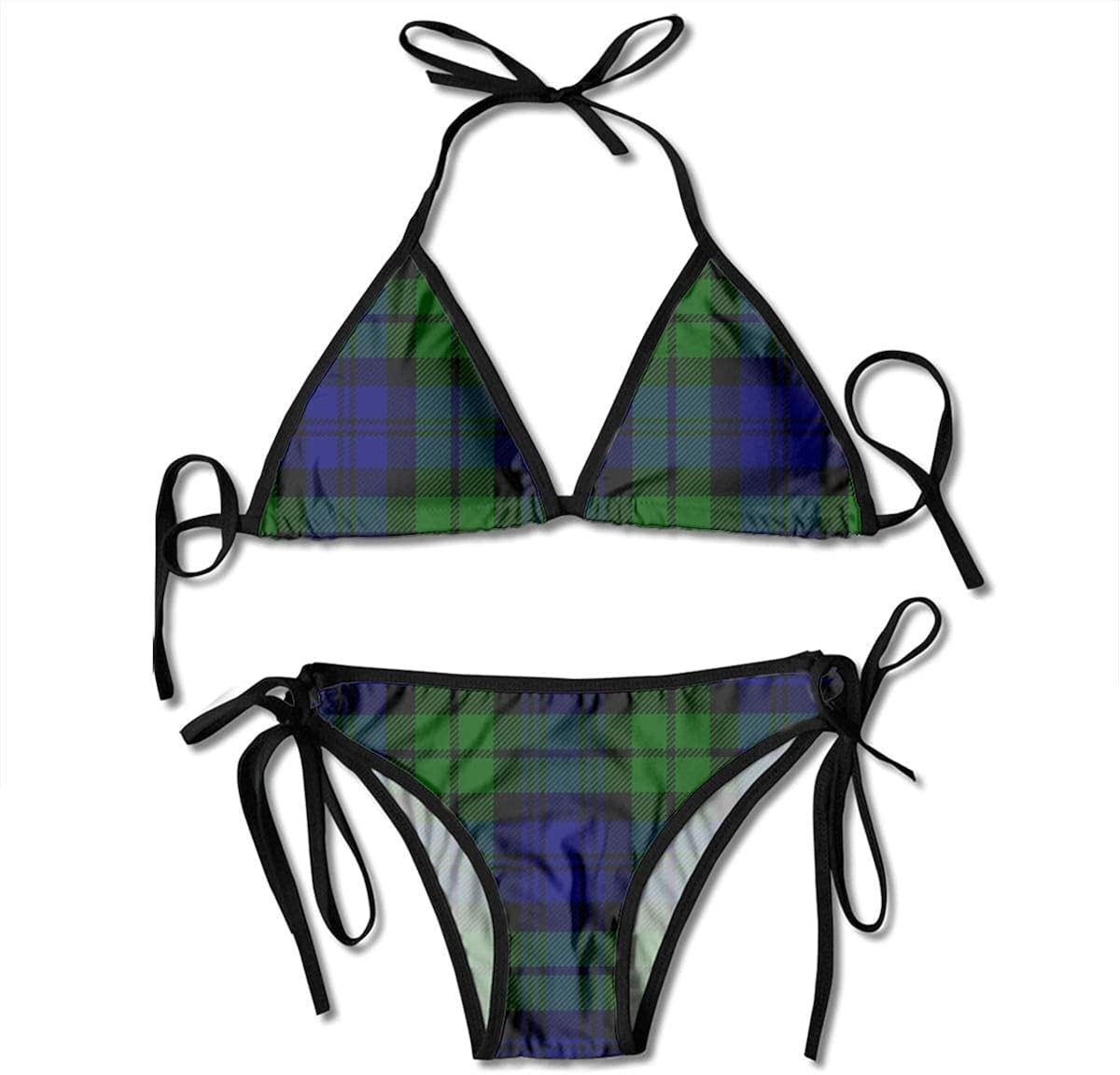 WH-CLA Badebekleidung Blauer Und Grüner Büffel Plaid Schönes Bikini Set ...