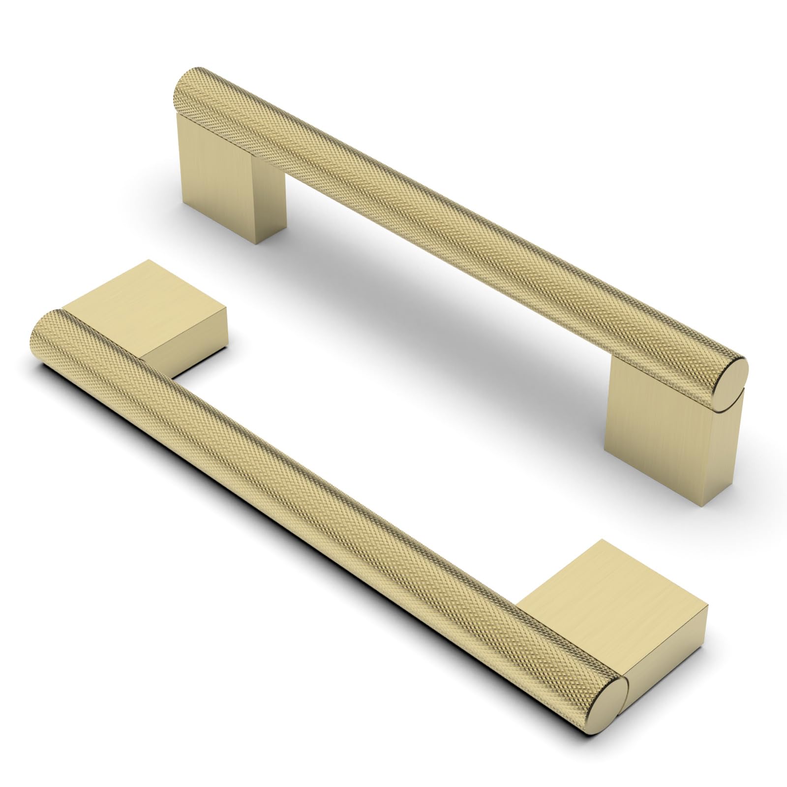FURNIWARE Pack of 10 Vintage Cabinet Handles, Knurled Furniture Handles, 128 mm Hole Spacing, Brass, Kitchen Handles, Drawer Handles, Furniture Handles for Kitchen Cabinets, Cupboards, Drawer Handles