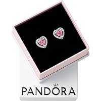 Amazon.com: PANDORA Elevated Heart Stud Earrings - Timeless