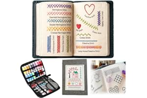 2026 New Embroidery Stitch Book Kit, Punch Needle & Cross Stitch Tools, Full Toolkit & Step-by-Step Tutorial for Beginners, P