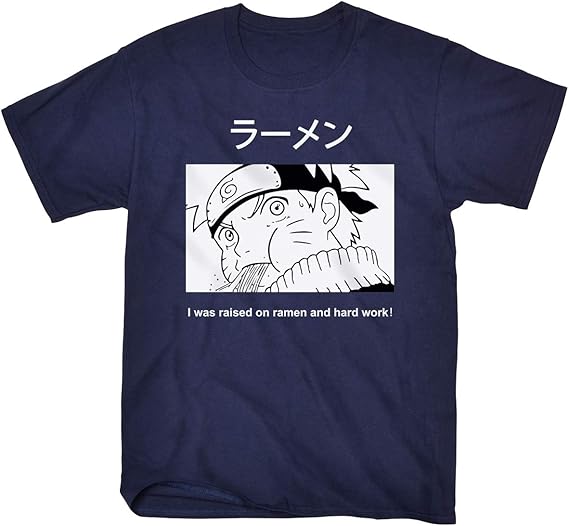 Naruto RamenI was Raised On Ramen and Hard Work Adult TShirt,Blue,XL Amazon.ca Clothing