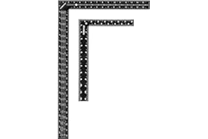 POWERTEC Carpenter Square Set, 16"x24" Framing Square w/Rafter Tables (1PK) & 8"x12" Square Ruler with Imperial & Metric Graduations (1PK) for Woodworking, Construction, Arts & Crafts (80037)