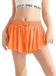 Girls Athletic Shorts Orange Flowy Butterfly Shorts