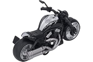 TOPINCN Vintage Back Motorcycle Toy Model, Durable 1:12 Retro Retro Toy Motorcycle with Illuminated Front Light, for and Adul