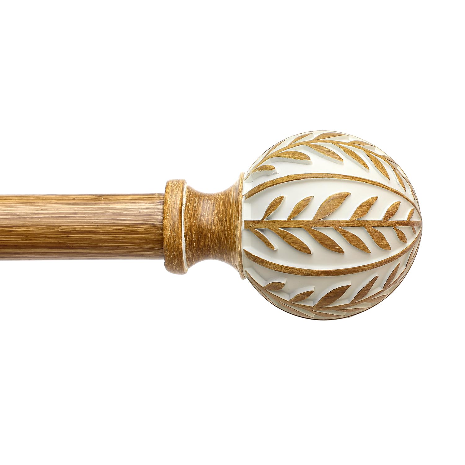 QDWIS Boho Wood Curtain Rods for Windows 72 to 144 inch,1" Adjustable Heavy Duty Window Curtain Rod with Imitation Wood Grain Finials,Rustic Decorative Drapery Rods Set,Size:36-150'',Maple Wood Image