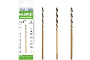 HLOFIZI 1/4 x 8 Inch Extra Long Drill Bits (3 Pack), Aircraft Drill Bit Black and Gold M2 HSS for Wood, Plastic, Thin Metal S
