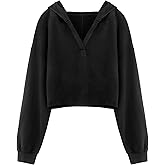 Remidoo Women's Casual Long Sleeve Crop Top Hoodies Sweatshirt with Drawsting