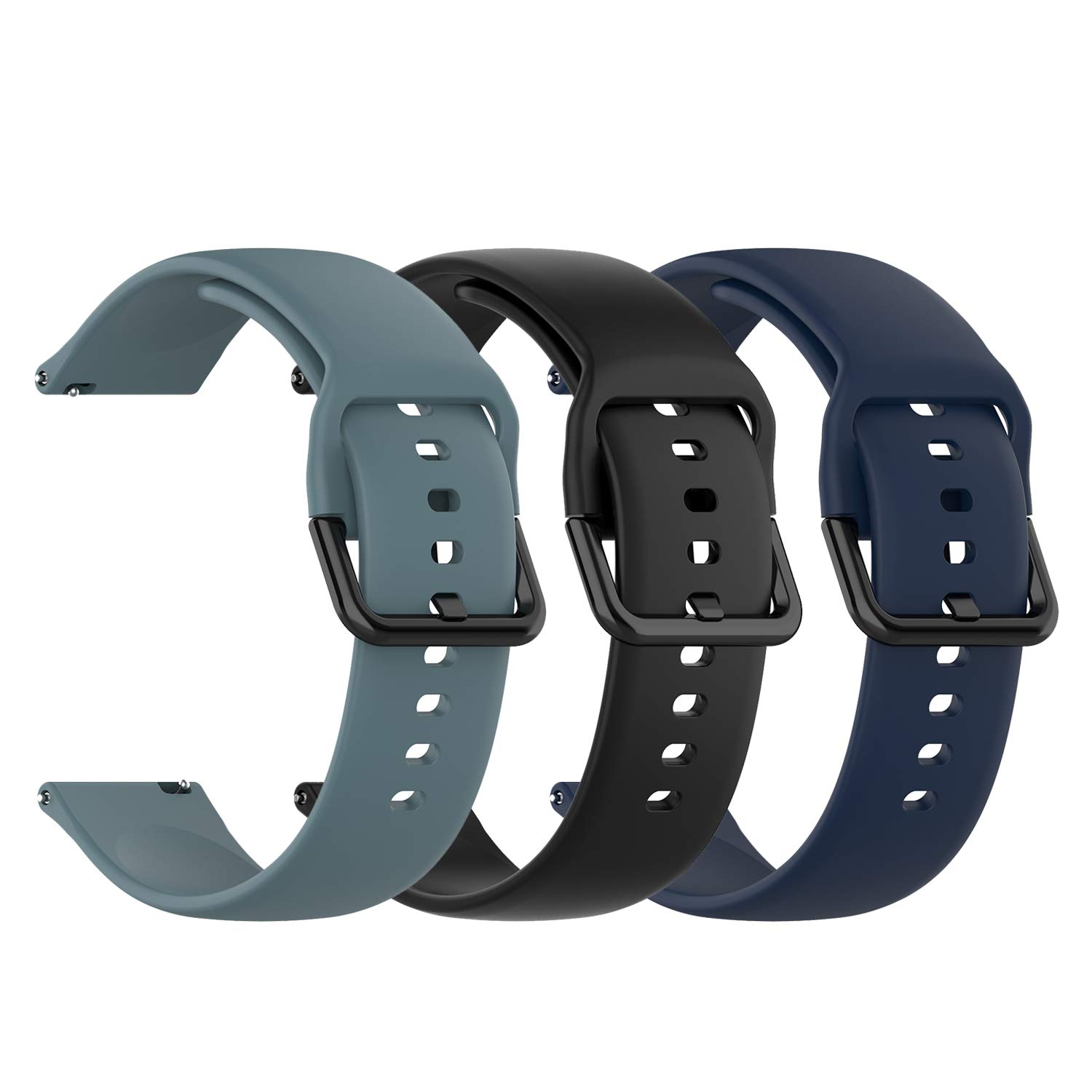 Chofit Strap Compatible with Popglory P22 Straps, Soft Silicone Sport Bands Quick Release Replacement Wristband Band Armband for Popglory P22 Smartwatch (Small, Black+Blue+Slate)