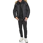 Andrew Marc Men's Short Quilted Inner Bib Attached Umbra Down Bomber With Hybrid Down Fill