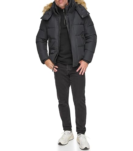 Amazon.com: Andrew Marc Men's Mid Length Down Jacket, BLACK