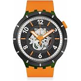 Swatch Big Bold Bioceramic Unisex Watch Casual Polymer Orange Automatic Waterproof Fall-Iage