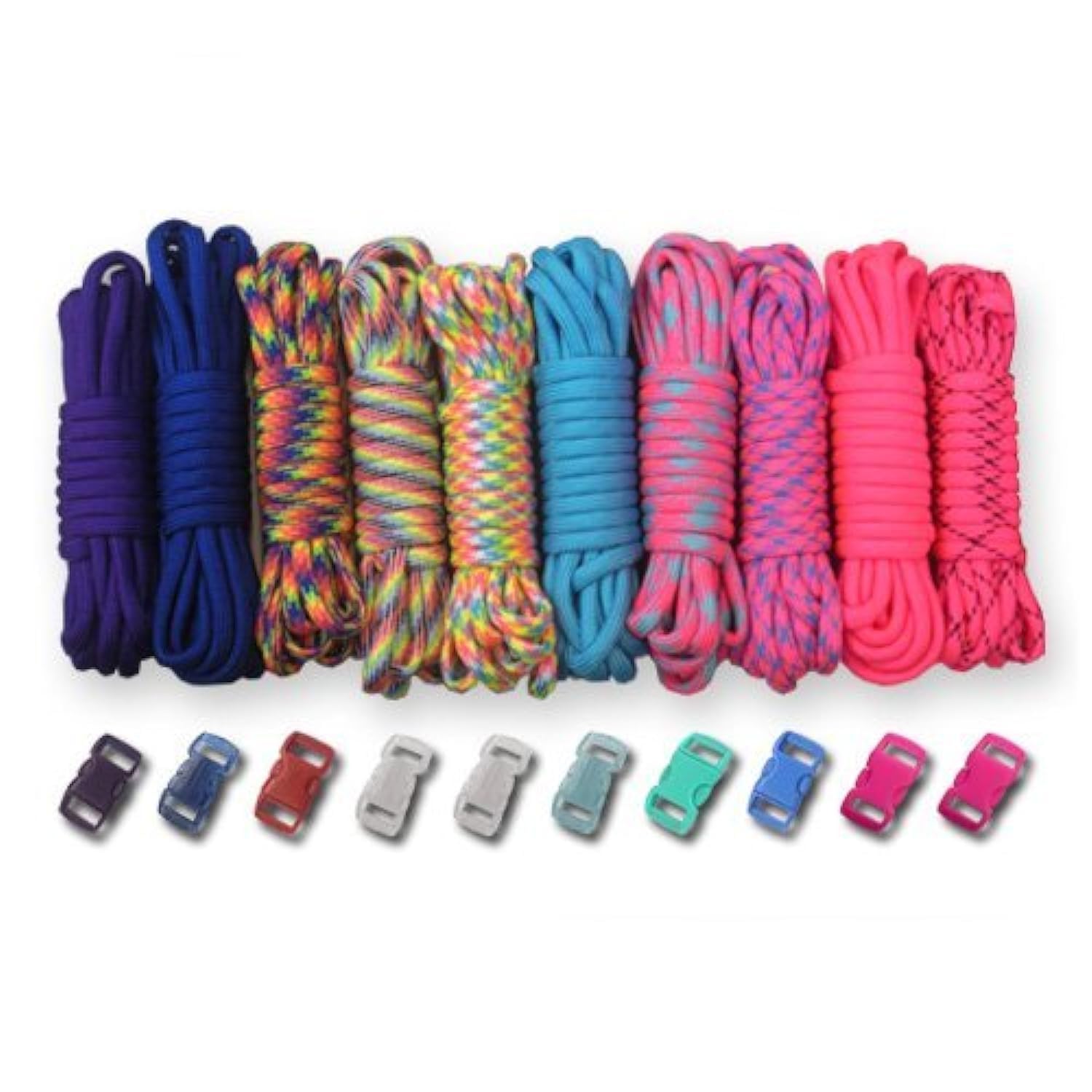 PARACORD PLANET 550lb Type III Paracord Combo Crafting Kits with Buckles Party