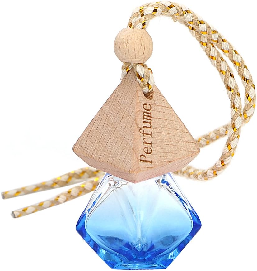 NOPNOG Car Air Freshener Perfume Bottle Diamond Shaped Pendant Empty Bottle (blue)