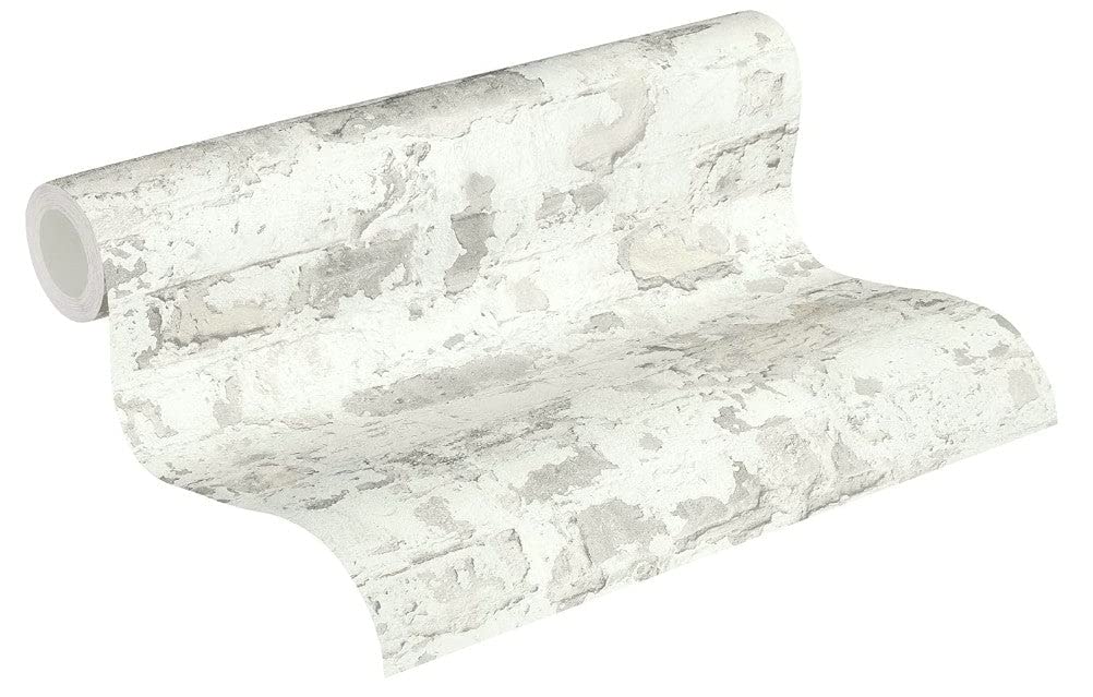 Livingwalls Brick Wallpaper Elements A.S. Création Non-Woven 10.05 m x 0.53 m Grey White Made in Germany 369293 36929-3