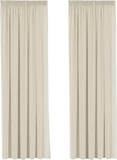 H.Versailtex Blackout Window Curtains 90x72 Pencil Pleat Beige Room Darkening