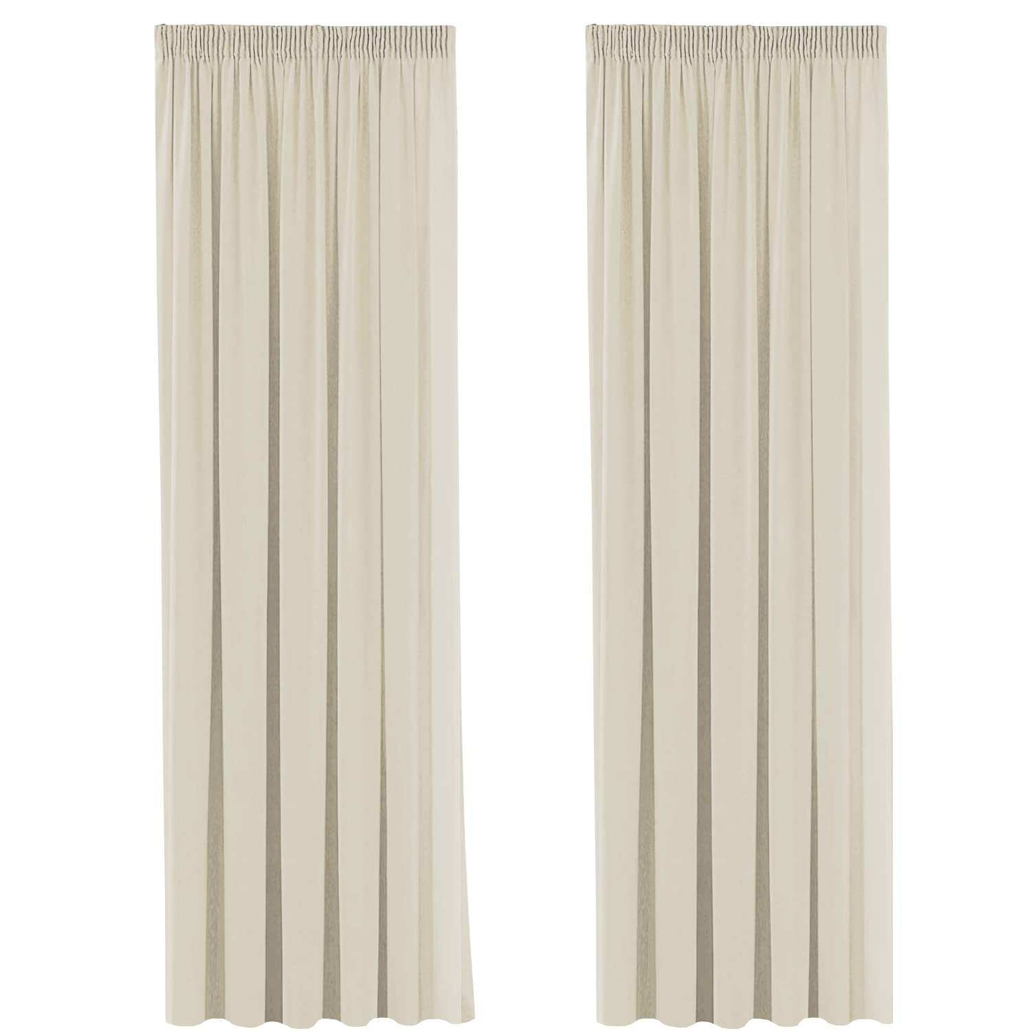 H.Versailtex Solid Blackout Curtains Thermal Insulated Pencil Pleated Window Drapes for Bedroom Energy Saving for Living Room with Two Free Tiebacks Set of 2 pieces, 46" Width x 72" Drop, Beige