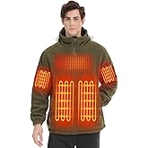 Vokora Mens Heated Jacket, Fleece Hoodie Coat for Men Women with 16000mAh Battery, 6 Heating Zones, 3 Temp Levels
