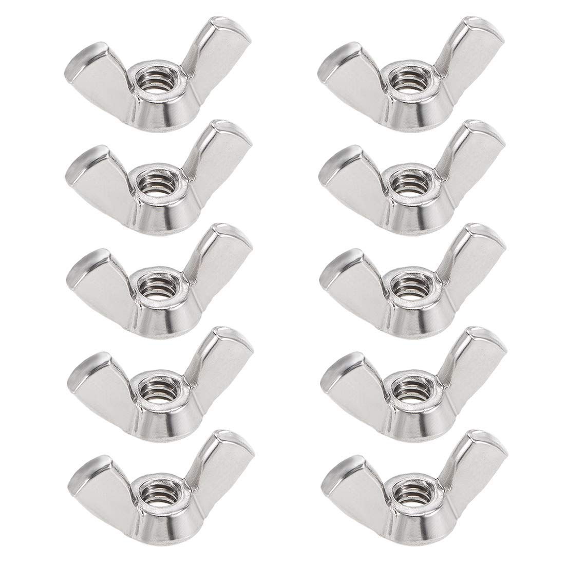 sourcing map #10-24 Wing Nuts 304 Stainless Steel Shutters Butterfly Nut Hand Twist Tighten Fasteners Parts 10pcs