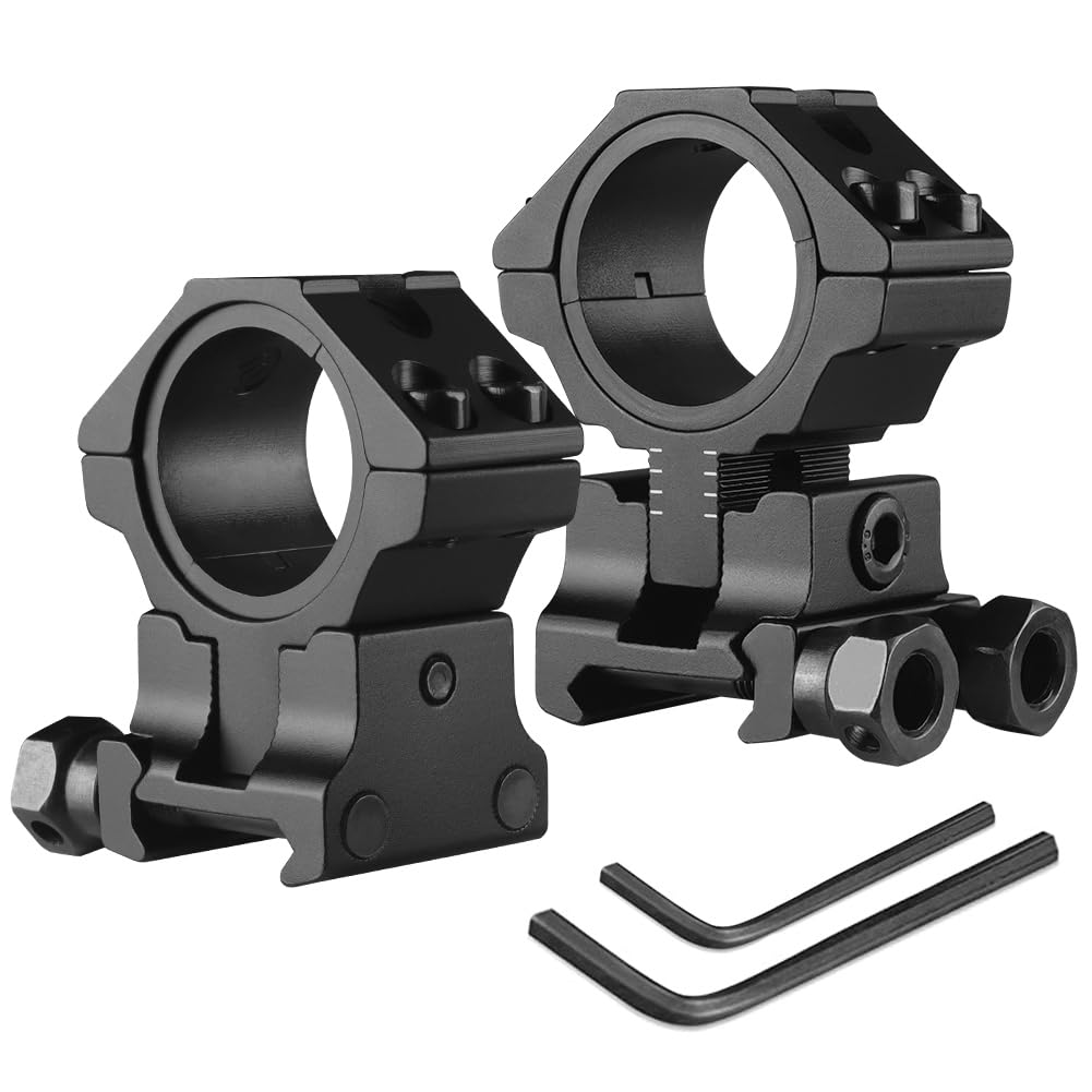 Deewz 2PCS Tactical 30mm /25.4mm 1" Scope Rings, Adjustable Profile Scope Ring Flashlight Mount for 20mm or 11mm Rail (QD for 20mm rail)