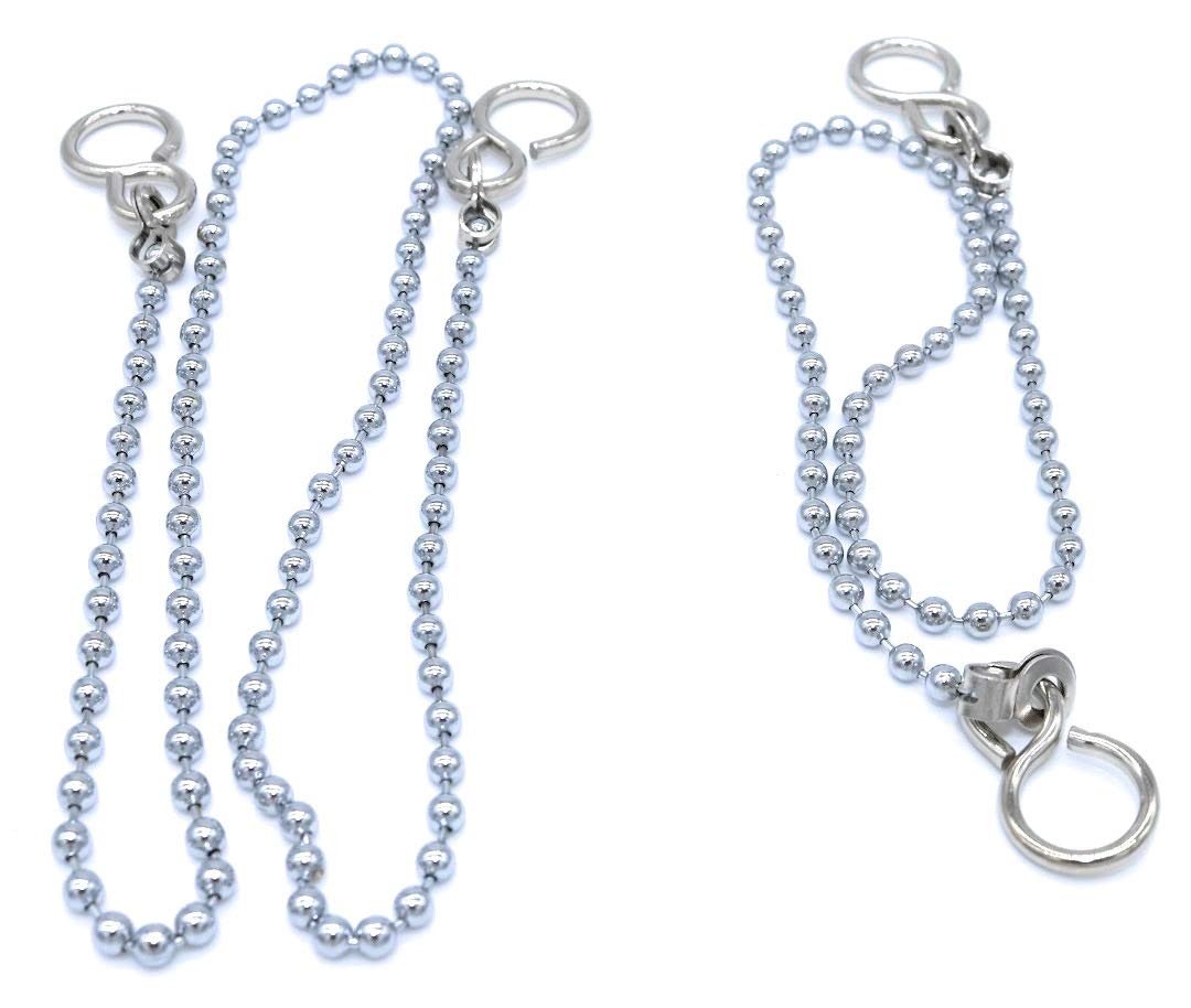 2 x Chrome Plug Chains - 300mm for Basin and 450mm for Bath/Large Sink, Ball Type