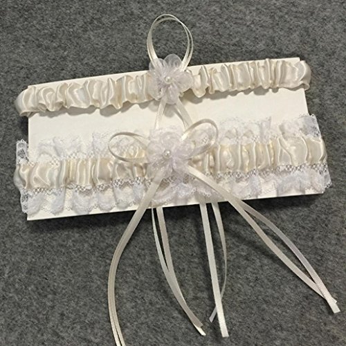 image for Napoo Hot 34cm Lace Pearl Stretch Elastic Prom Garter Butterfly Garter