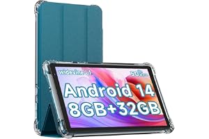 IWEGGO Android 14 Tablet with Case, 7 Inch 8GB RAM+32GB ROM/ 1TB Expandable Computer, 5MP Camera Tablets, 1.6Ghz Quad-core Processor, 3000mAH Battery Tablet PC, 5G WiFi, Games 7'' Android Laptop Blue