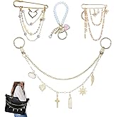 OZYXYZO 5 in 1 Bag Charms Set, Purse Charms, Pearl Bags Chain, Purse Keychain and Safety Pin, Bag Charm for Handbags, DIY Bags Accessories for Women
