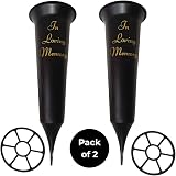 Caliko Set of 2 In Loving Memory Grave Vases with Spikes Black view 2