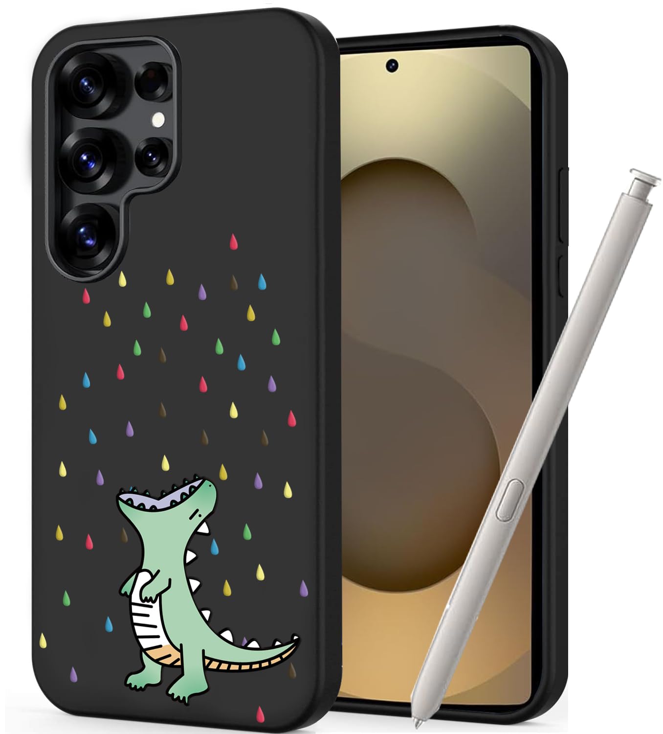 Unov Case Compatible with Galaxy S25 Ultra 5G with Cute Dino Rainbow Dinosaur Dragon Embossed Pattern Design Slim Protective Soft TPU Bumper Back Cover