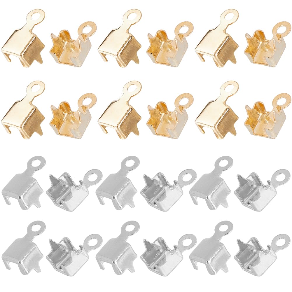 SUNNYCLUE 1 Box 300Pcs 4mm Cup Chain Crystal Rhinestone Chain Connector Ends Gold Silver Brass Chains Link Charm Pendant Crimp Tips Findings for jewellery Making Chains DIY Bracelet Necklace Earrings