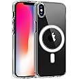 S. Tedazo Magnetic Clear for iPhone X/XS Case, Compatible with Magsafe Wireless Charging, Anti-Yellow Shockproof and Military Drop Protection, Transparent Phone Case for iPhone X/XS-Clear