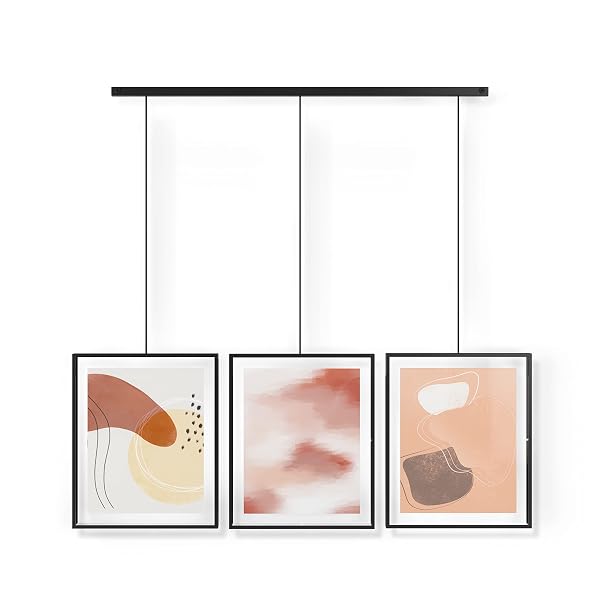 UMBRA EXHIBIT PICTURE FRAME GALLERY SET, ADJUSTABLE WALL COLLAGE DISPLAYS THREE 8″X10″ PHOTOS, SET OF 3, BLACK