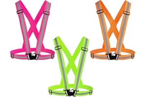 Awnuuw Reflective Vest Running Gear 3Pack, Adjustable Safety Vests High Visible Reflective Belt Straps